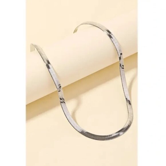 ($7) Metallic Herringbone Necklace - Picture 2 of 2